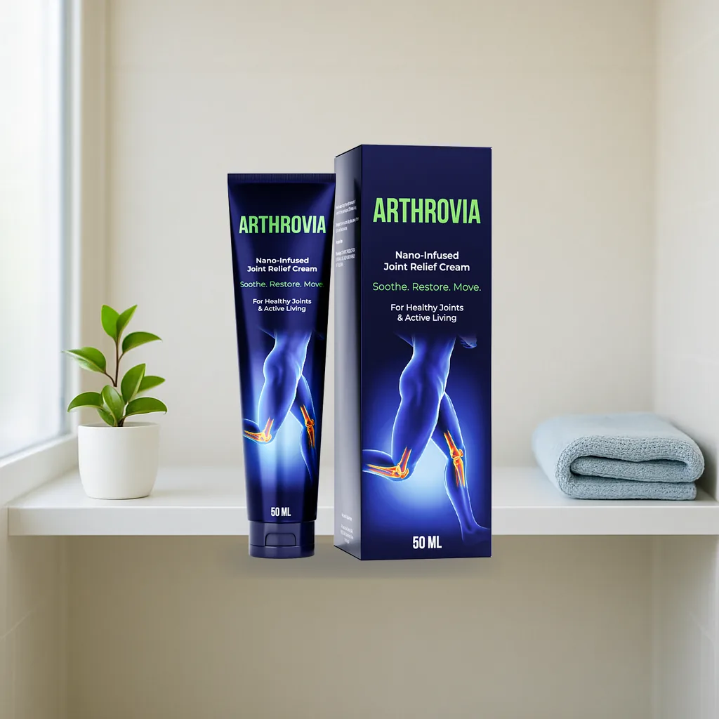 Confezione originale di Arthrovia sulla mensola del bagno